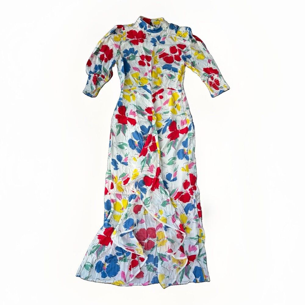 Rixo Target Colorful Floral Maxi Dress Size 2 Ruffle Glam